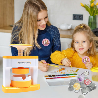 Button Maker Machine, 55mm/2.16in Pin Maker with 48pcs Button Parts and 48pcs Random Pictures Ergonomic Handle Buttons Makers for Children Gifts (5.9 x 4.9 x 2.7in)