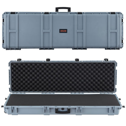 VEVOR Rifle Case, Hard Rifle Case with 4 Layers Fully-protective Foams, 52 inch Lockable Long Storage Case with Wheels, IP67 Waterproof & Dustproof, Grey