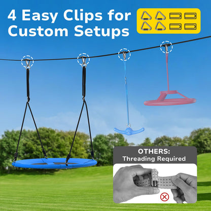 Hapfan Slackline Swing Sets for Backyard, 40" Saucer Swing Set Between Trees, Outdoor Play Equipment for Kids and Adults Backyard