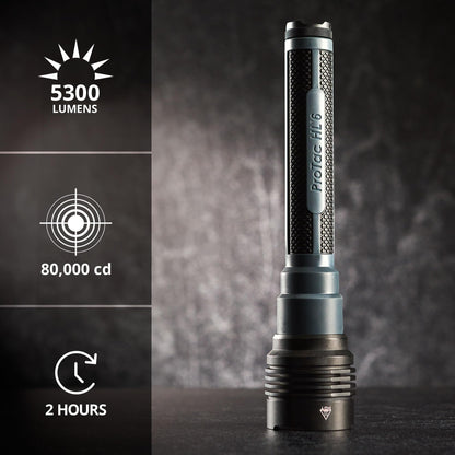 Streamlight 88132 ProTac HL 6 5,300-Lumen 80,000-Candela Rechargeable Flashlight with Y USB-C Cord and Wrist Lanyard, Black