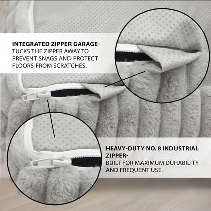 Matini Home Large Crash Pad - High-Density Foam Floor Landing Mat with Washable Cover, Professional Gymnastics Training Equipment for Impact Support, Jumping and Lounging - Light Gray, 60" x 60