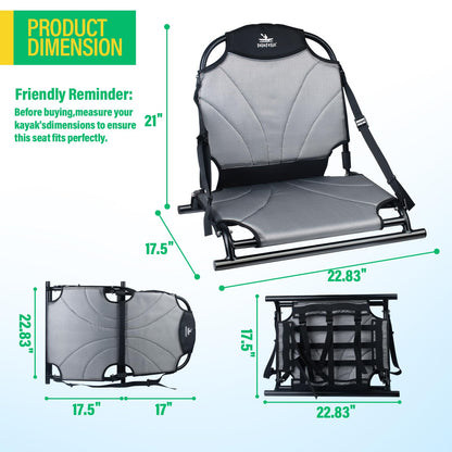 Islafeliz Aluminum Frame Kayak Seat Replacement – Breathable Mesh Stadium Chair for Sit-On-Top Fishing Kayaks & Canoes – High Back Support & Adjustable Straps