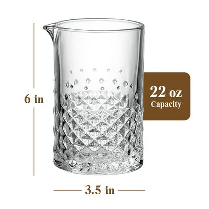Crystal Cocktail Mixing Glass - 22 Oz 650ml - Thick and Sturdy Bottom, Durable and Seamless Design - Drink Mixer Glass for Bar Mixing Set – Whiskey Gifts for Men