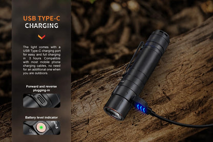 Fenix E35R EDC Flashlight, 3100 Lumens USB-C Rechargeable High Lumen Performance Flashlight with LumenTac Organizer (Black)