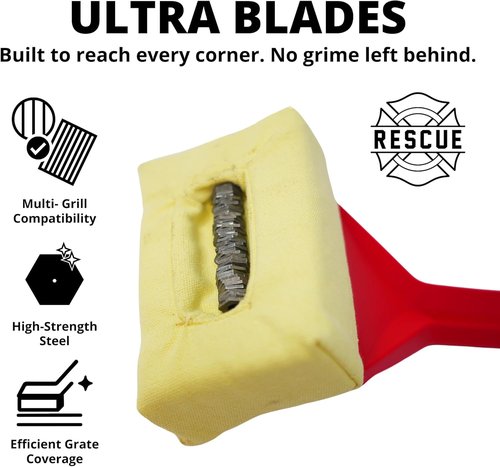 Grill Rescue | BBQ Cleaning Head - Bristle-Free Grill Brush for Cast Iron & Stainless Steel Grates