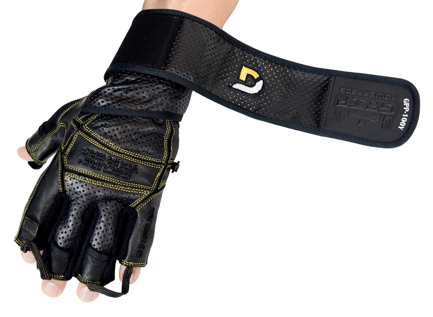 Elite Leather Gym Gloves with Built in 2" Wide Wrist Wraps Grip & Design for Weightlifting Power Lifting Bodybuilding & Strength Training Workout Exercises
