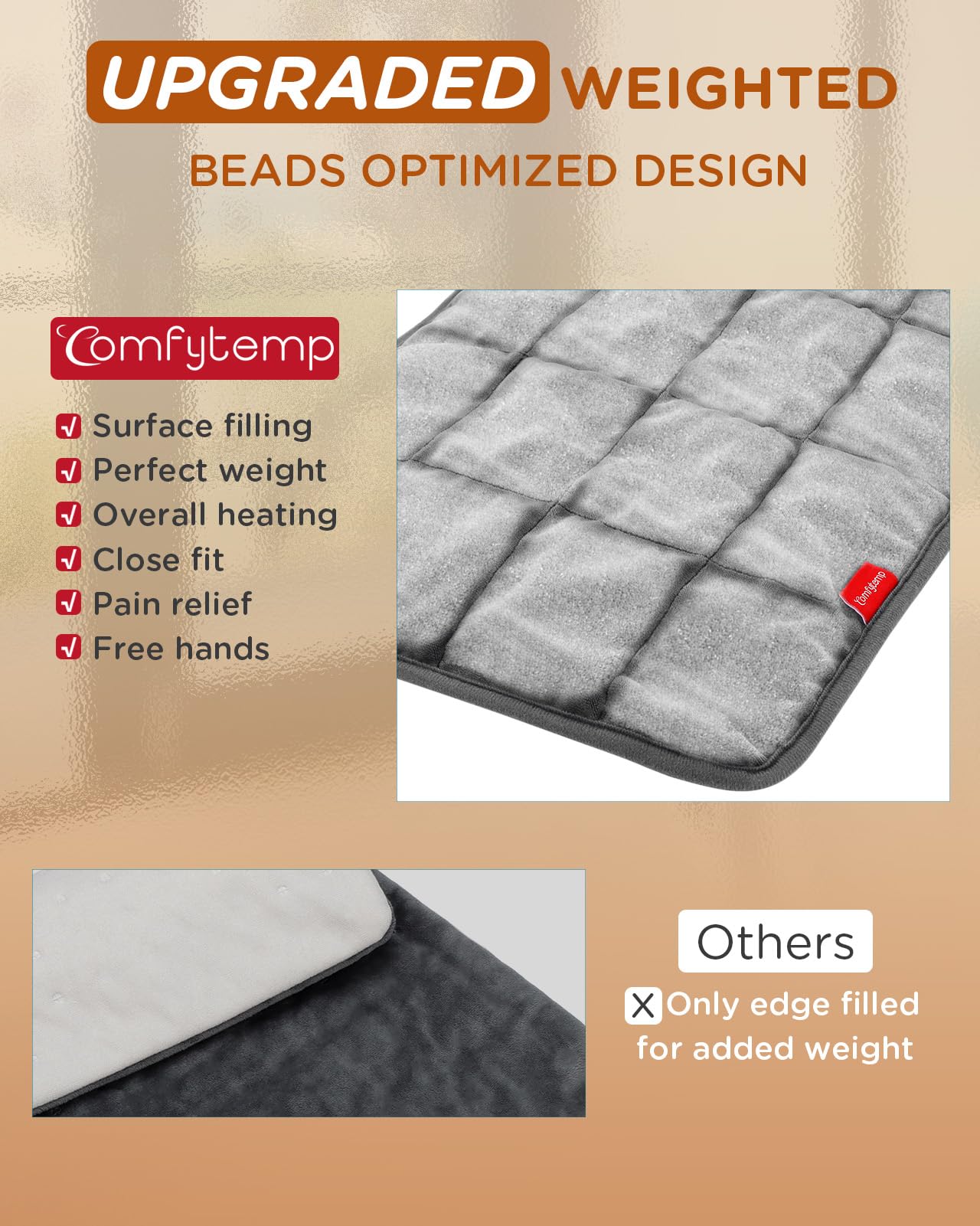 Comfytemp Weighted Heating Pad for Back & Period Cramps, FSA Eligible, Birthday Gifts for Mom Dad Women Men, 2.2lb HSA Electric Heat Pad for Neck Shoulder Pain Relief, 2H Auto-Off Heated Pad, 12x24