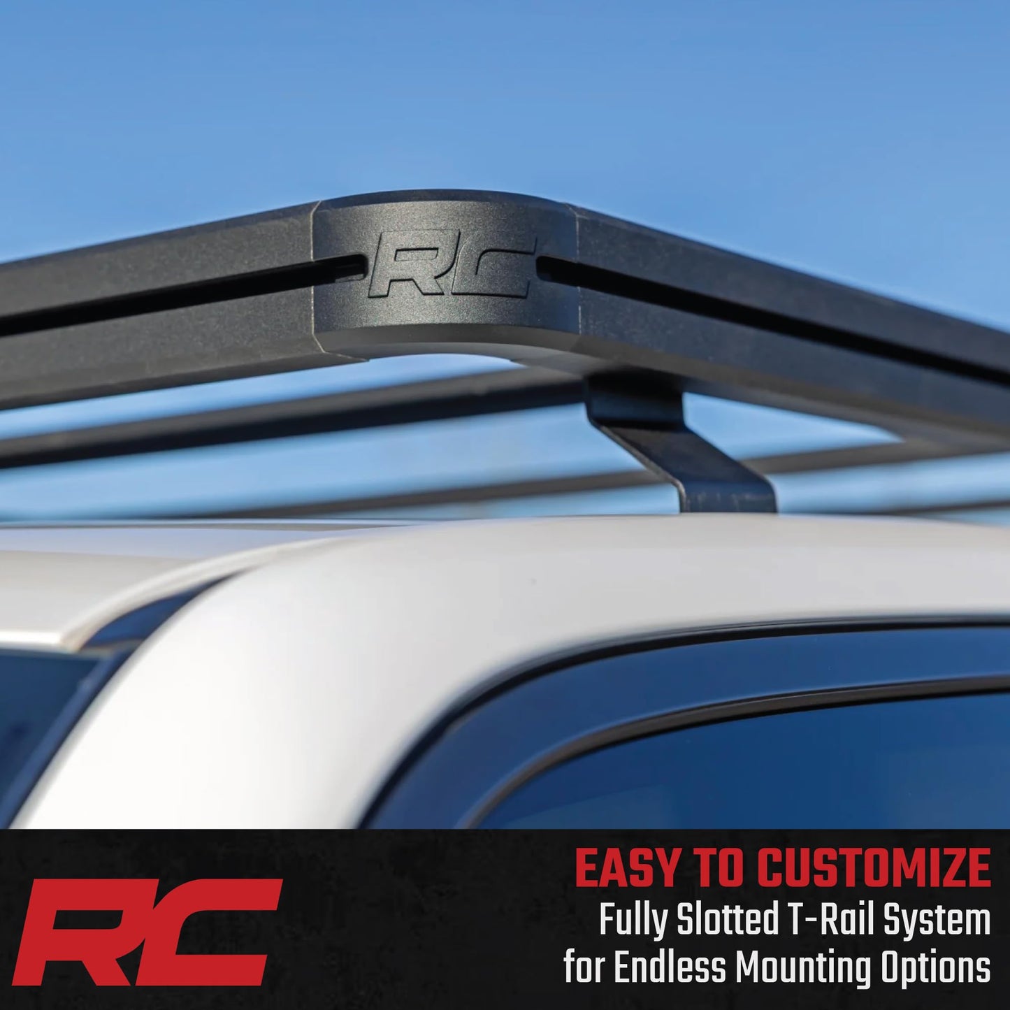 Rough Country Roof Rack System for Toyota Land Cruiser (2024-2025) - Aluminum Overland Cargo Carrier with T-Slot Mounting System, Adjustable Cross Bars