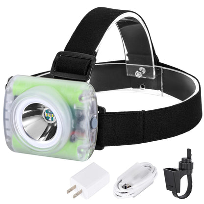 Vanvale High Lumen Superbright LED Hard Hat Mine Light with Charger, 3 Modes IP68 Waterproof/Rechargeable Mining Light Hands Free Lightweight Flashlight for Outdoor Mining Hiking Fishing