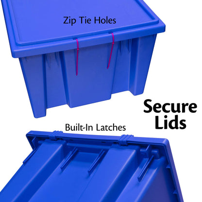 Akro-Mils 35200 Nest and Stack Plastic Storage Container and Distribution Tote, (19-1/2-Inch L x 13-1/2-Inch W x 8-Inch H), Blue, (6-Pack)