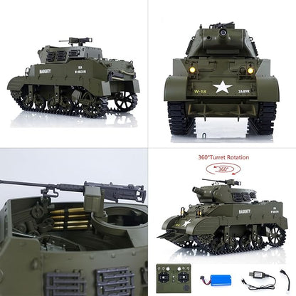 TOUCAN RC HOBBY US in Stock 1/16 RC Tank Simulation 360° Turret Rotary M8 HMC Scott Radio Control Battle Tank Smoke Sound Lights RTR Combat Vehicle