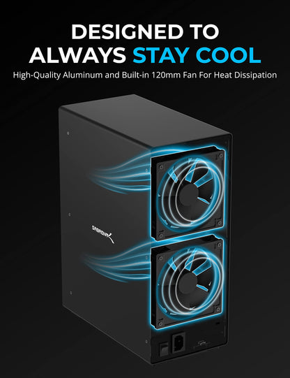 SABRENT 10-Bay USB 3.2 Gen 2 SATA Docking Station for 3.5” HDD/SSD, 10 Gbps USB-C DAS, Tray-Less Hot-Swap, Aluminum Enclosure, Dual Cooling Fans, Individual Power Switches, No RAID (DS-UCTB)