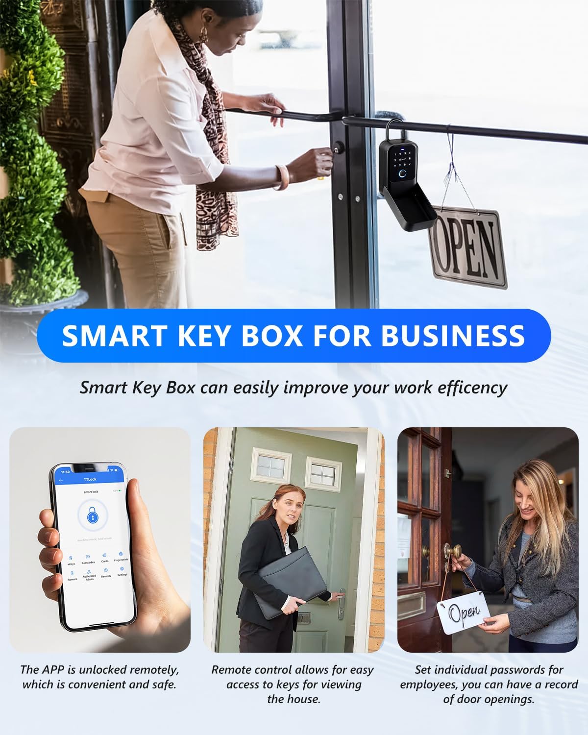 [New]Smart Lock Box,CATCHFACE Wireless Smart Key Lock Box App Control,Share eKey,Key Lockbox Wall Mount&Door Handle,Electronic LockBox Realtor/Home/Office/Warehouse/Vrbo/Cars