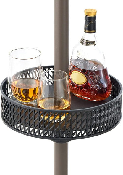JEAREY 13” Patio Umbrella Table Tray - Portable Round Design with Umbrella Hole for Beach & Garden, Black