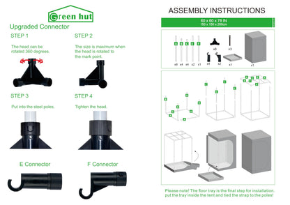 Green Hut 60"x60"x78" 600D Mylar Hydroponic Growing Tents for Plants Inside Reflective Grow Tent Growing Room Hydroponic System 5x5 Grow Tent