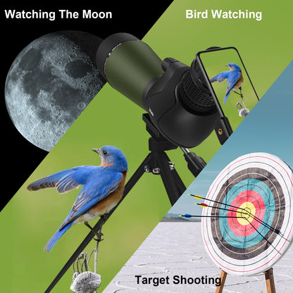 LULOLO 30-90x92 UHD Spotting Scope with Tripod Carrying Bag & Upgraded Phone Adapter - Super Bright BAK4 Prism Waterproof Spotting Scopes for Target Shooting, Hunting, Bird Watching