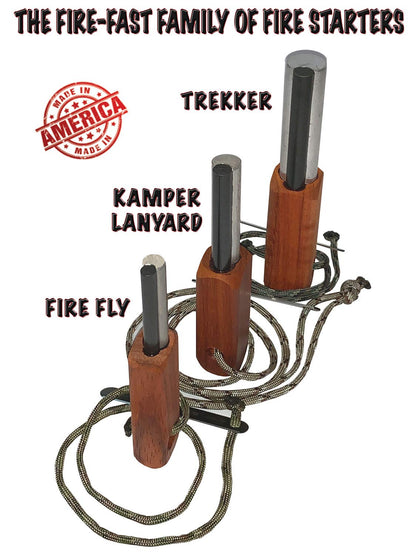 Fire-Fast Trekker Multi Pak Best Emergency Waterproof Survival Fire Starters. Magnesium and European Fire Steel Ferro Rod. Compact Durable Tools, Package Includes Three Trekkers and Free Fire Fly.