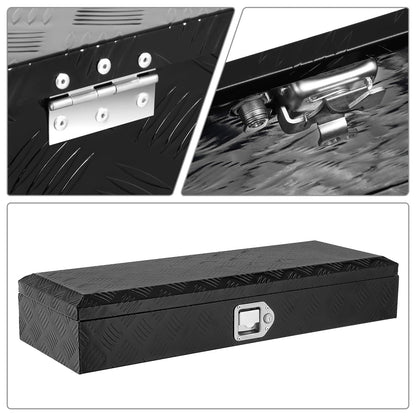 DNA MOTORING Truck Tool Box Lockable Storage Box, Truck Bed Tool Box Trailer Tongue Box Aluminum Truck Tool Box for Bed of Truck, with Lock & Keys, 34" L X 6.2" H X 12.8" W, Black,TBOX-T5-006-BK