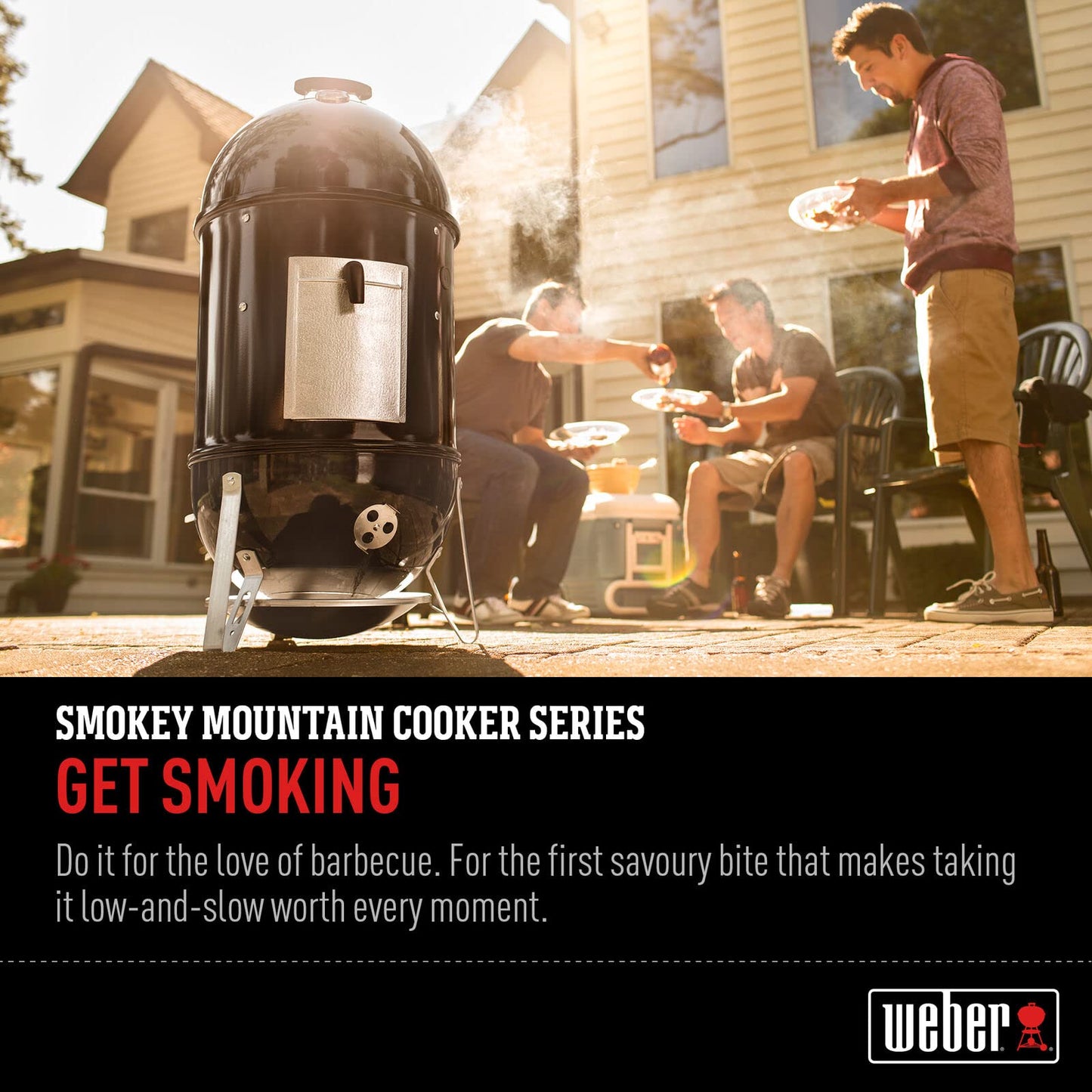 Weber Smokey Mountain Cooker 14-Inch Charcoal Smoker – Outdoor BBQ Smoker with Dual Cooking Grates, Porcelain‑Enameled Kettle & Temperature Control Dampers