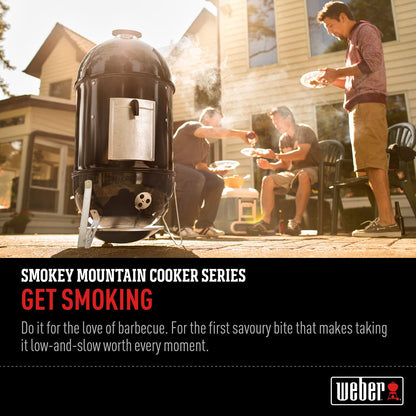 Weber Smokey Mountain Cooker 14-Inch Charcoal Smoker – Outdoor BBQ Smoker with Dual Cooking Grates, Porcelain‑Enameled Kettle & Temperature Control Dampers