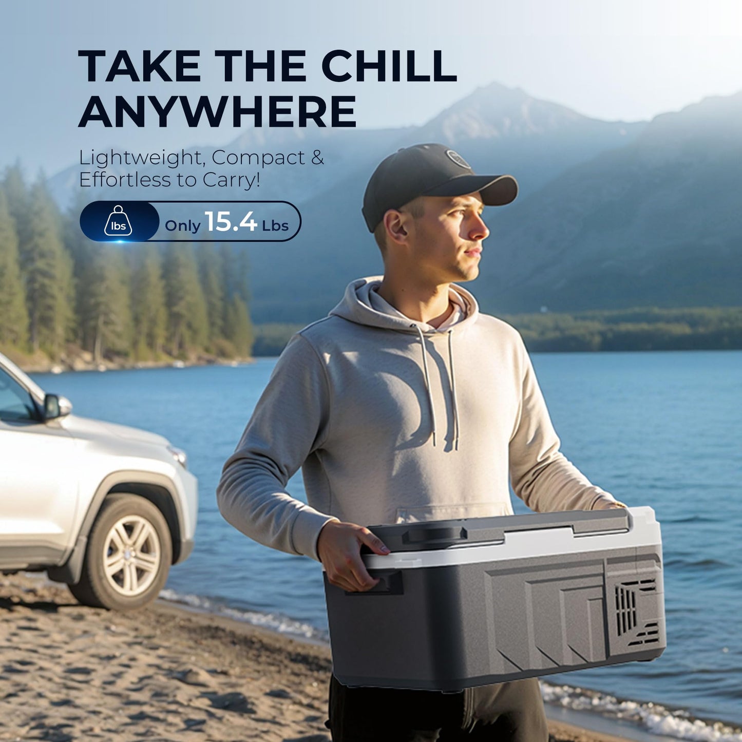 Feelfunn Car Fridge Portable 12 Volt Refrigerator - 11QT(10L) Electric Cooler for Car Truck RV Boat Camping Travel, Portable Freezer with 12/24V DC & 100-240V AC, -4~68°F