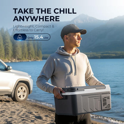 Feelfunn Car Fridge Portable 12 Volt Refrigerator - 11QT(10L) Electric Cooler for Car Truck RV Boat Camping Travel, Portable Freezer with 12/24V DC & 100-240V AC, -4~68°F