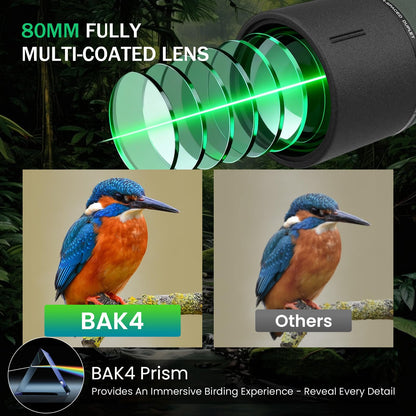 BIBIRE 25-75x80 HD Spotting Scopes, Angled Spotter Scope with Tripod and Phone Adapter Spotting Scope for Bird Watching Wildlife Wiewing