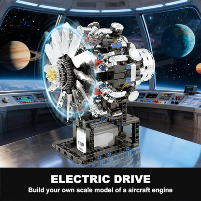 Turbojet Engine Building Set Aircraft Engine Model kit That Run Build Your Own Mini Aircraft Model Engine Kit with Motor STEM Mechanical Physical Science Educational Toys for Kids Adults (558 PCS)