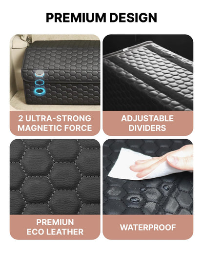 Owleys Trunk Organizer For Car - Collapsible Storage Bins - Keep Groceries, Sports Gear & Tools Secure On Road Trips - Best Gifts for Men - Heavy Duty Cargo Tote (Black 21.6)