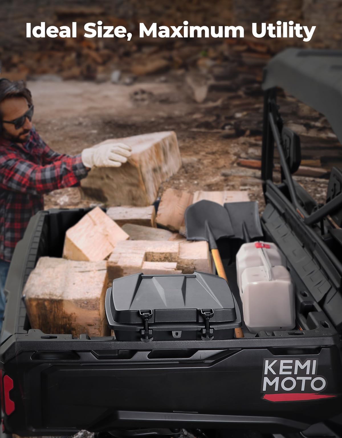 KEMIMOTO UTV Bed Storage Box, 7.4 US Gal Waterproof Solid Easy Install Lockable Cargo Storage Box Trunk Bin Organizer Rear Bag, Compatible with Can-Am Defender & Defender MAX 2016-2026 UTV Accessories