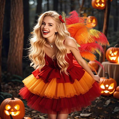 THARAHT Red Orange Yellow Ostrich Feathers 24pcs Natural Bulk 10-12Inch 25cm-30cm for Crafts Wedding Party Centerpieces Halloween and Home Decoration Feathers