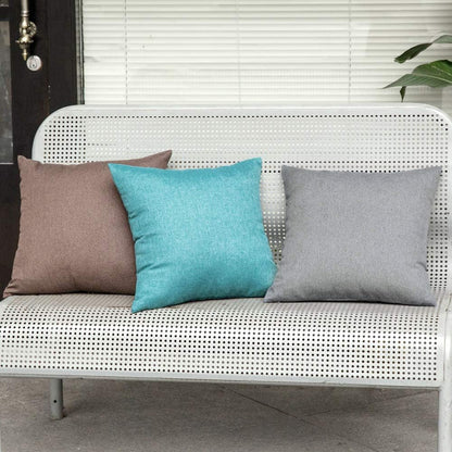 MIULEE Decorative Outdoor Throw Pillow Covers - Waterproof Faux Linen Cushion Cases | 16x16 Inch Turquoise, Set of 2