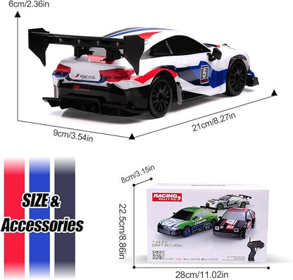 1:24 Scale RC Drift Car4WD 2.4GHz High Speed Racing Hobby Sport Toy Car Vehicle with LED LightsRacing and Drift Wheels for Adult Boys Girls Kids Gift (8605-White)