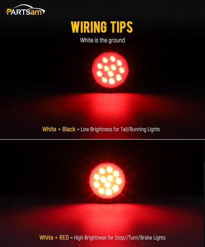 Partsam 4Pcs 4 Inch Round Led Trailer Tail Lights Kit+5PCS Amber Torpedo Cab Marker