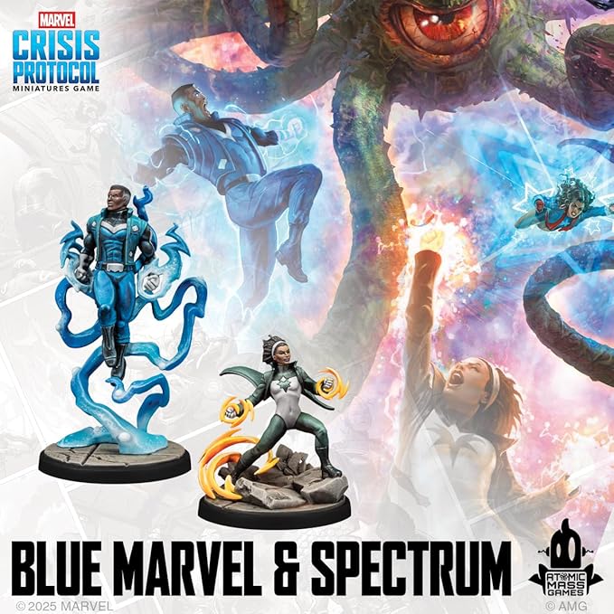 Asmodee Marvel: Crisis Protocol Blue Marvel &amp Spectrum Character Pack - Features The Mighty Avengers Affiliation &amp Leadership Ability Tabletop Superhero Game Ages 14+ 2 Players 90 Minute P