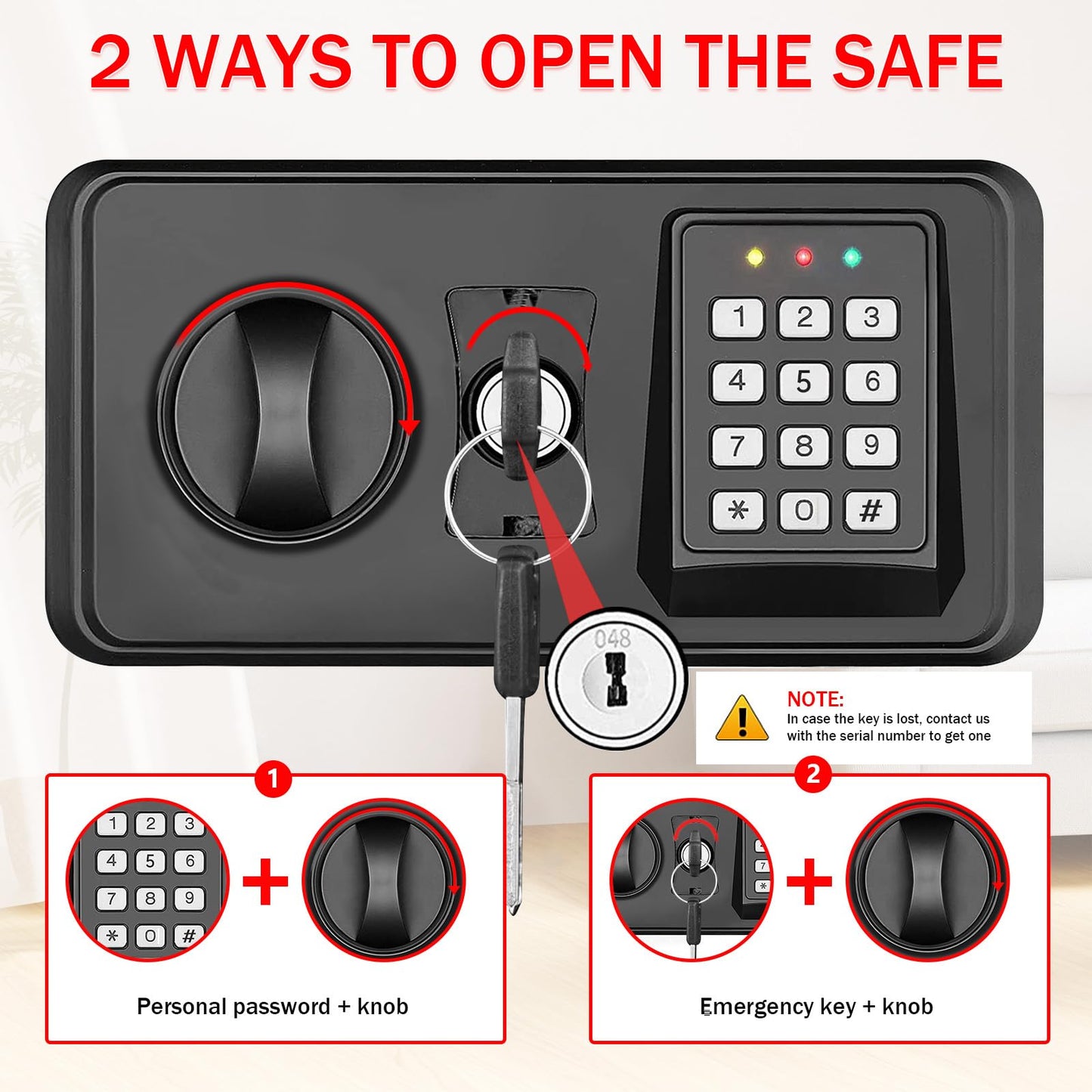 6.0 Cub Large Fireproof Safe Box for Home Use, Digital Security Safes Fireproof Waterproof with Combination Lock and 3 Removable Shelves, Anti-Theft Home Fire Safe for Document Money Valuables