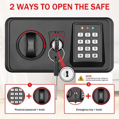 6.0 Cub Large Fireproof Safe Box for Home Use, Digital Security Safes Fireproof Waterproof with Combination Lock and 3 Removable Shelves, Anti-Theft Home Fire Safe for Document Money Valuables