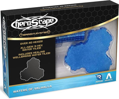 Renegade Game Studios Heroscape Waters of Valhalla Terrain Expansion - 40 Water Hexes &amp Healing Wellspring Tiles for Custom Battlefield Design