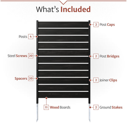 5ft H x 3.2ft W (1 Panel) No Dig Enclo Concord Charcoal Wood Privacy Screen, Great to Hide Trash Cans, Decorative Patio Screen, Outdoor Privacy Fence Panel, Air Conditioner Barrier, EC18049