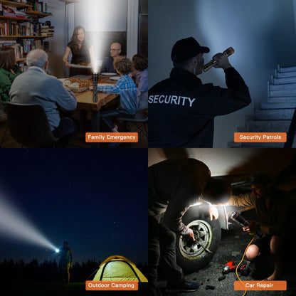 KunHe 10 Pack Heavy Duty 3D Cell LED Flashlights Large Aluminum Zoomable High Lumens 1000 LM Battery Powered Police Flash Light- Big Flashlight for Home Emergency Power Outages Camping Car