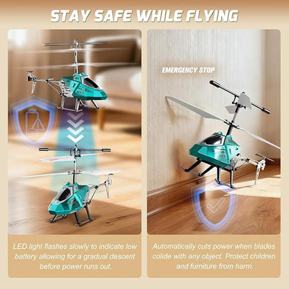 XIKOTEC Remote Control Helicopter RC Helicopter Toy for Kids 2.4GHz RC Plane with LED Lights RC Flying Toy Easy to Fly Indoor/Outdoor Gifts Toys for Kids Beginners 8+ (Blue)
