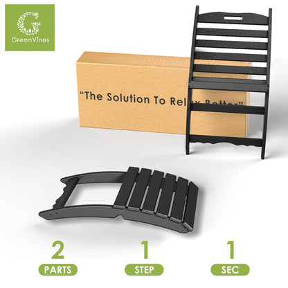 GREENVINES Folding-Xavier-Chair | Wave | Portable Adirondack-Chairs | HDPE Plastic | All Weather Fire-Pit Chair | Black | for Beach Outdoor Deck Poolside Garden Patio Porch Fishing