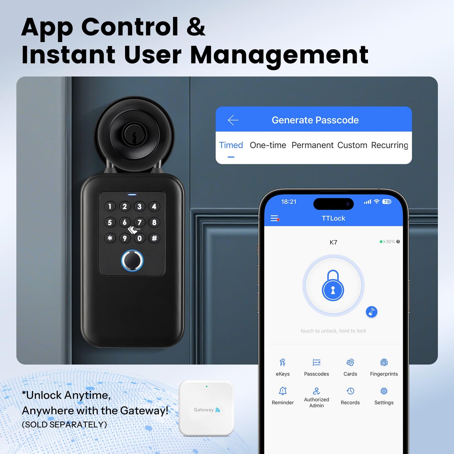 Upgraded Smart Key Lock Box for Outdoor-Key Safe with Fingerprint, Passcode, App, Card & Keys Access,IP65 Waterproof, Wall Mount or Shackle, Ideal for Airbnb, Family & Realtors | TTLock App Version