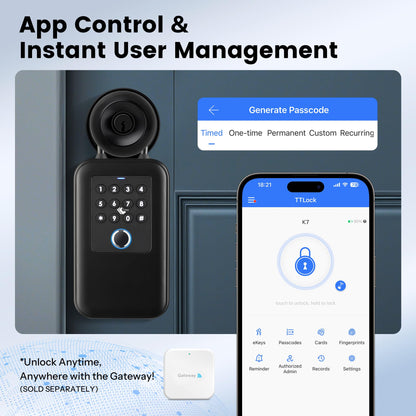 Upgraded Smart Key Lock Box for Outdoor-Key Safe with Fingerprint, Passcode, App, Card & Keys Access,IP65 Waterproof, Wall Mount or Shackle, Ideal for Airbnb, Family & Realtors | TTLock App Version
