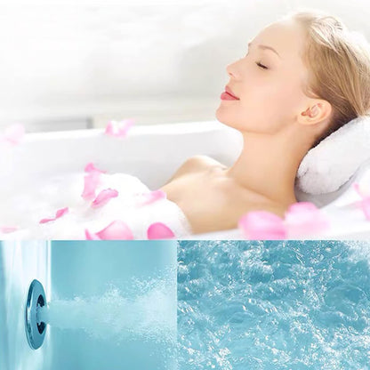 Empava 68 in. Acrylic Freestanding Tub Hydromassage Gracefully Oval Shaped Whirlpool 8 Water Jets Soaking SPA, Double-Ended Massage Bathtub with 2 Black Pillows , White
