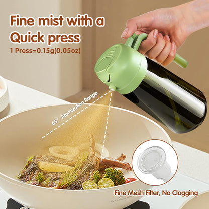 YARRAMATE 2PCS 16oz Oil Sprayer - Food-Grade Olive Oil Dispenser | Premium Dark Green Glass for Kitchen & BBQ