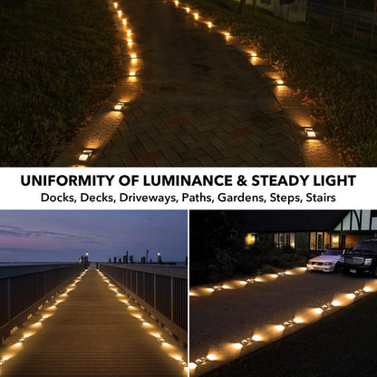 AGPTEK Solar Driveway Lights 12 Pack, Outdoor Deck Dock Marine LED Solar Powered Waterproof Driveway Marker Lights for Warning Step, Sidewalk, Pathway, Garden, Yard (Warm White)