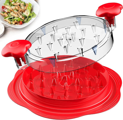 SURETIVIAN Chicken Shredder - Ergonomic Large Meat Shredder Tool with Brush & Fork | BPA-Free, Red