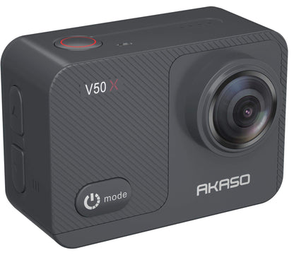 AKASO V50X Native 4K30fps WiFi Action Camera with EIS Touch Screen 4X Zoom 131 feet Waterproof Camera Support External Mic Remote Control with Helmet Accessories (Without 64GB MicroSD Card)