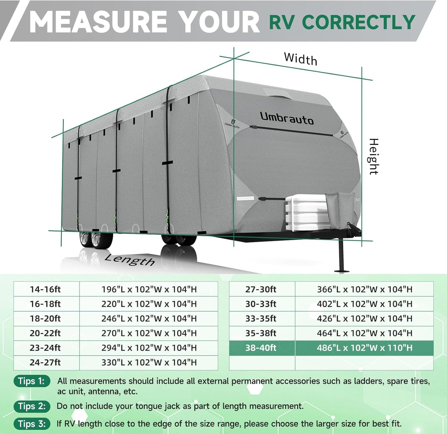 Umbrauto RV Cover 27-30ft: 7 Layers Travel Trailer Cover, Waterproof Camper Cover, Toy Hauler Cover with Tongue Jack Cover, Extra Windproof Ropes, Gutter Covers